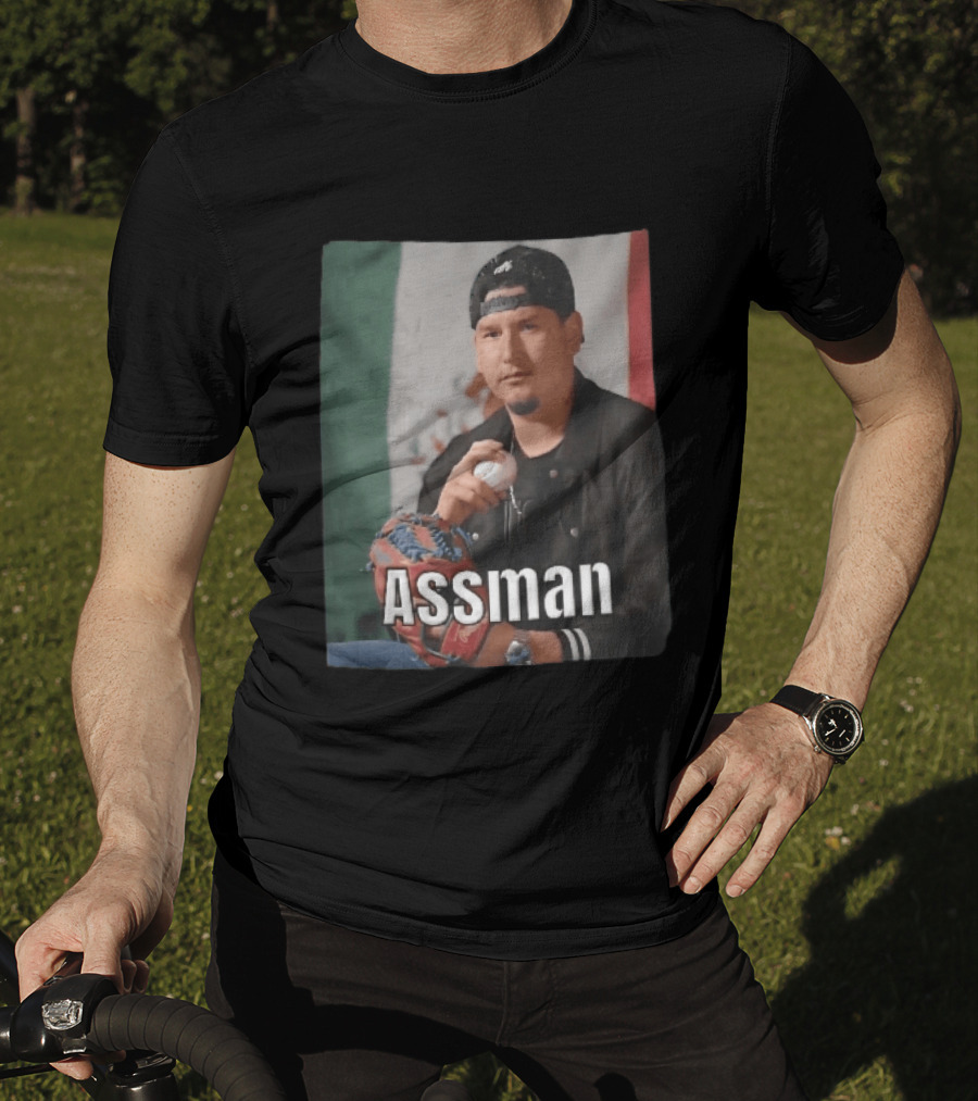 Assman Baseball Pitcher Holding Ball With Mexican Flag T-Shirt