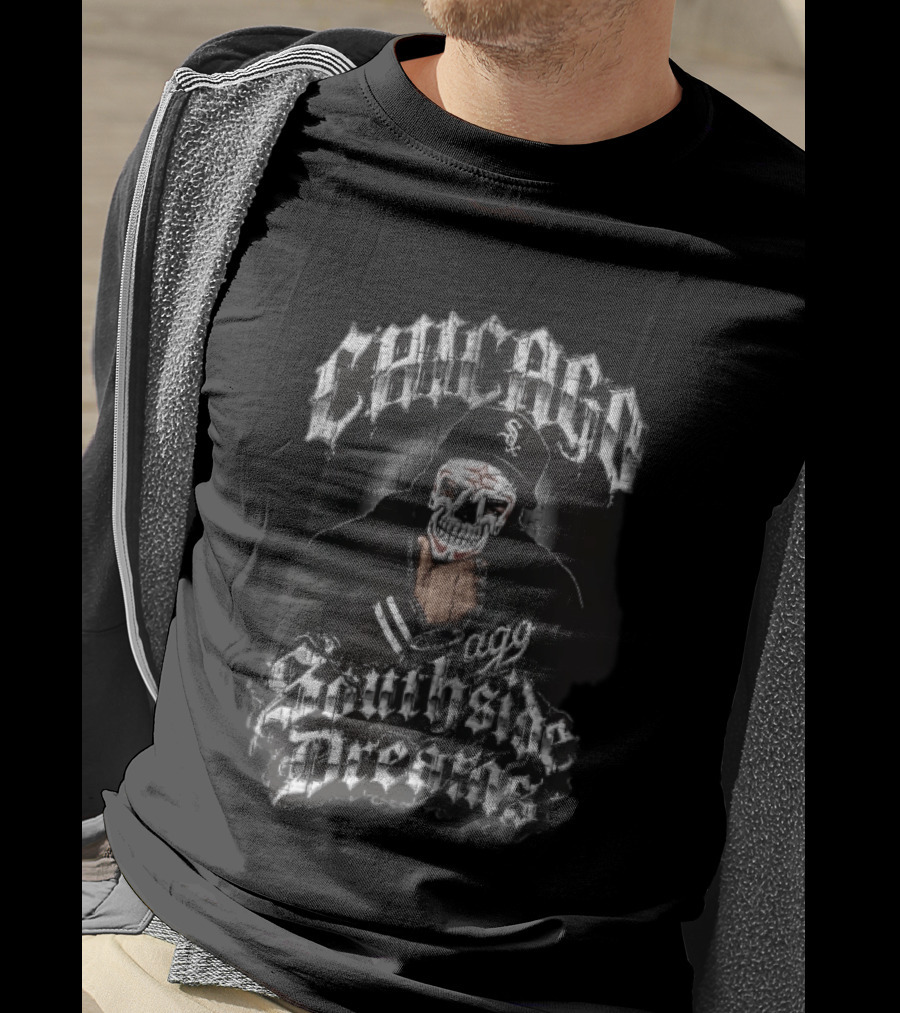 Chicago White Sox Southside Dreams Skull Mask Hooded Figure Barbed Wire T-Shirt