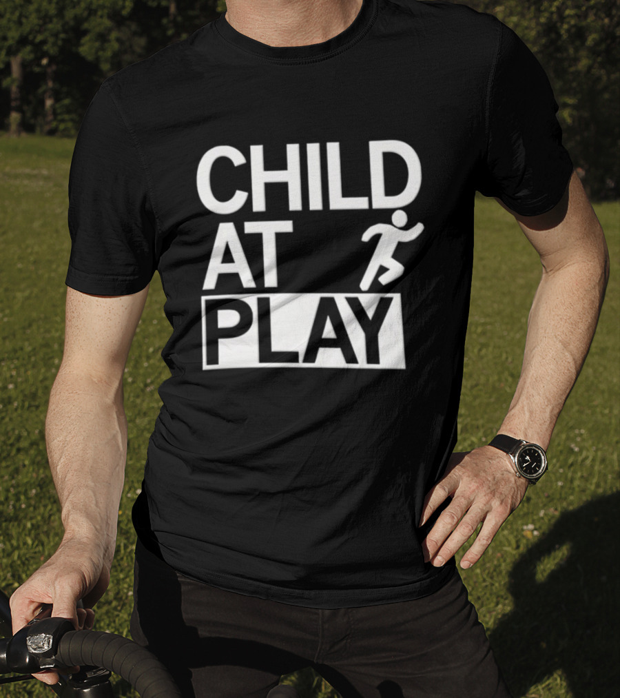 Child At Play Text With Running Figure T-Shirt