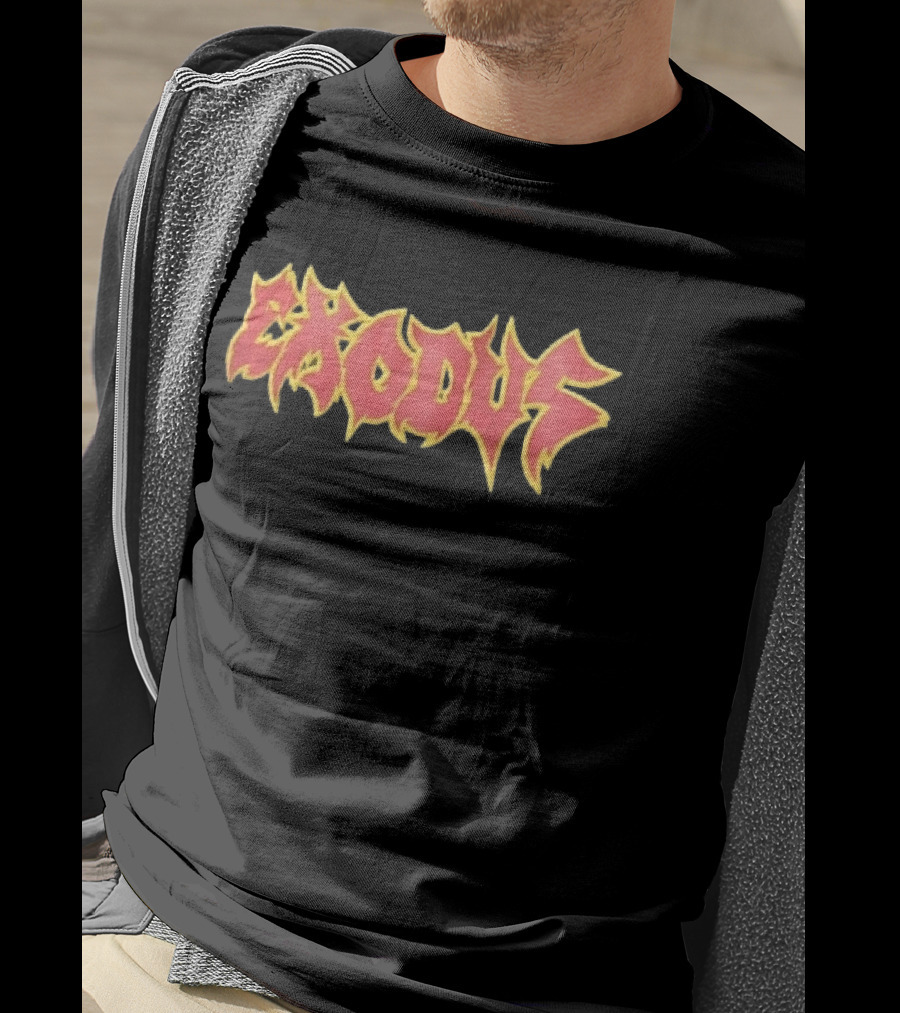 Exodus Red Yellow Spiky Flame Graffiti T-Shirt
