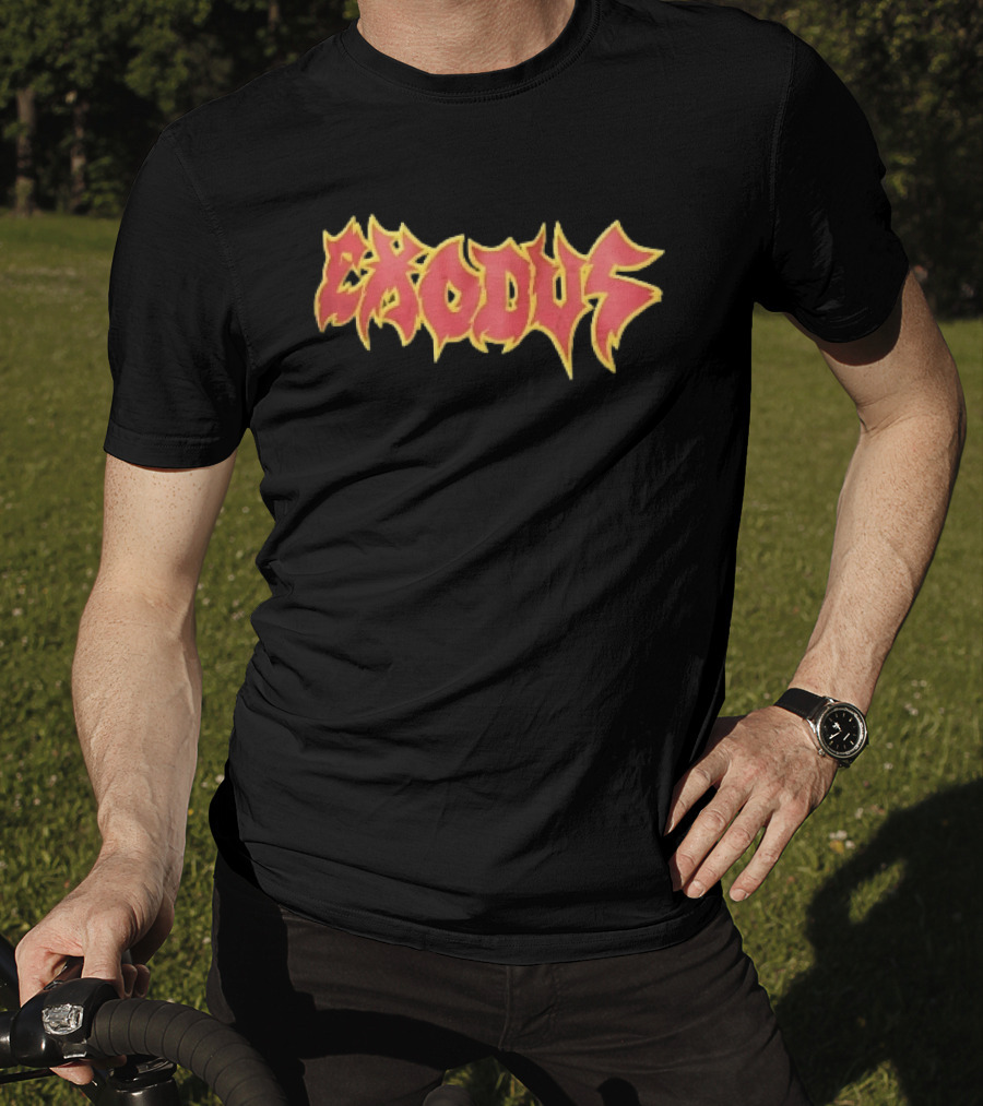 Exodus Red Yellow Spiky Flame Graffiti T-Shirt