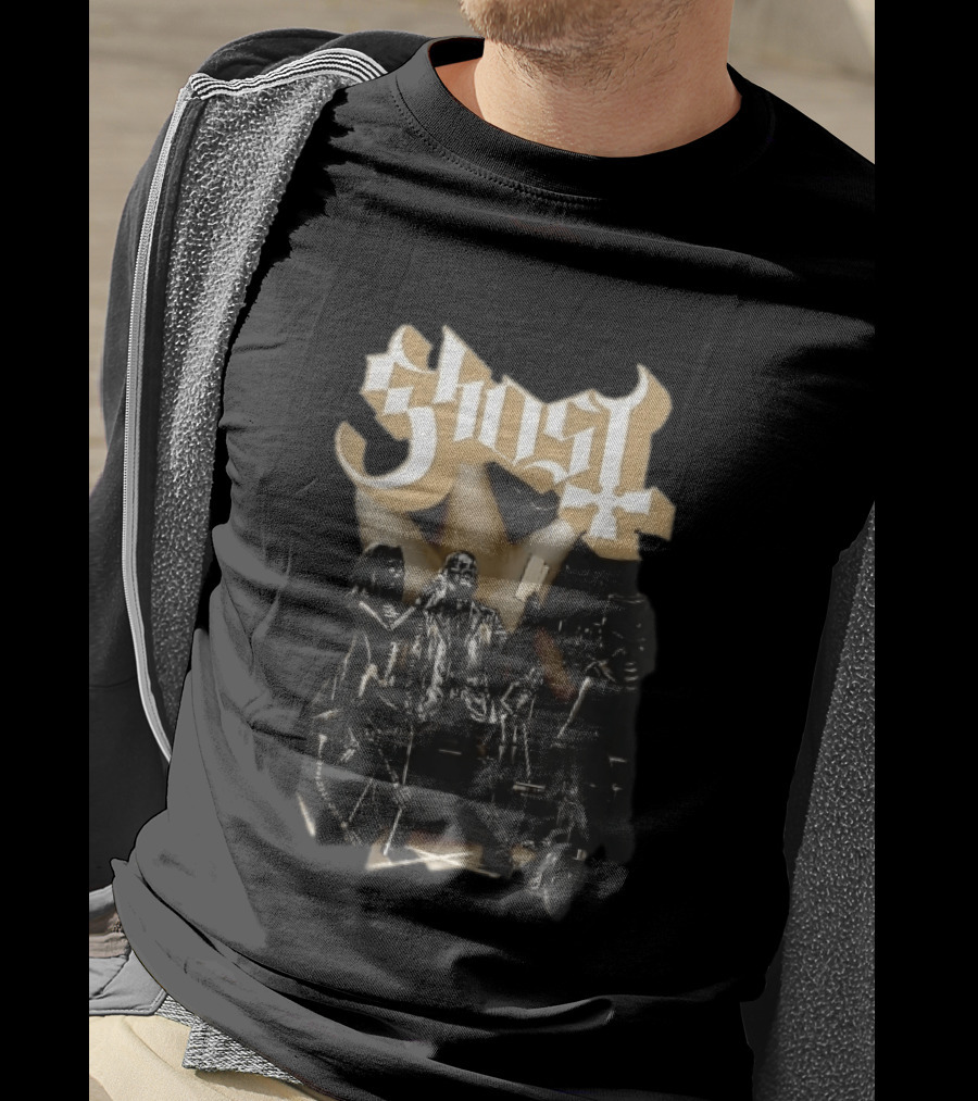Ghost Skeleton Crew Holding Book Stage Spotlights T-Shirt