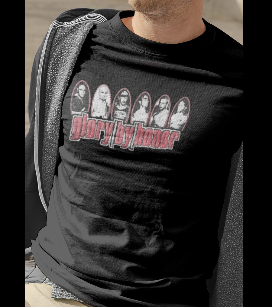 Glory By Honor Six Pro Wrestlers Black And White Oval Frames T-Shirt