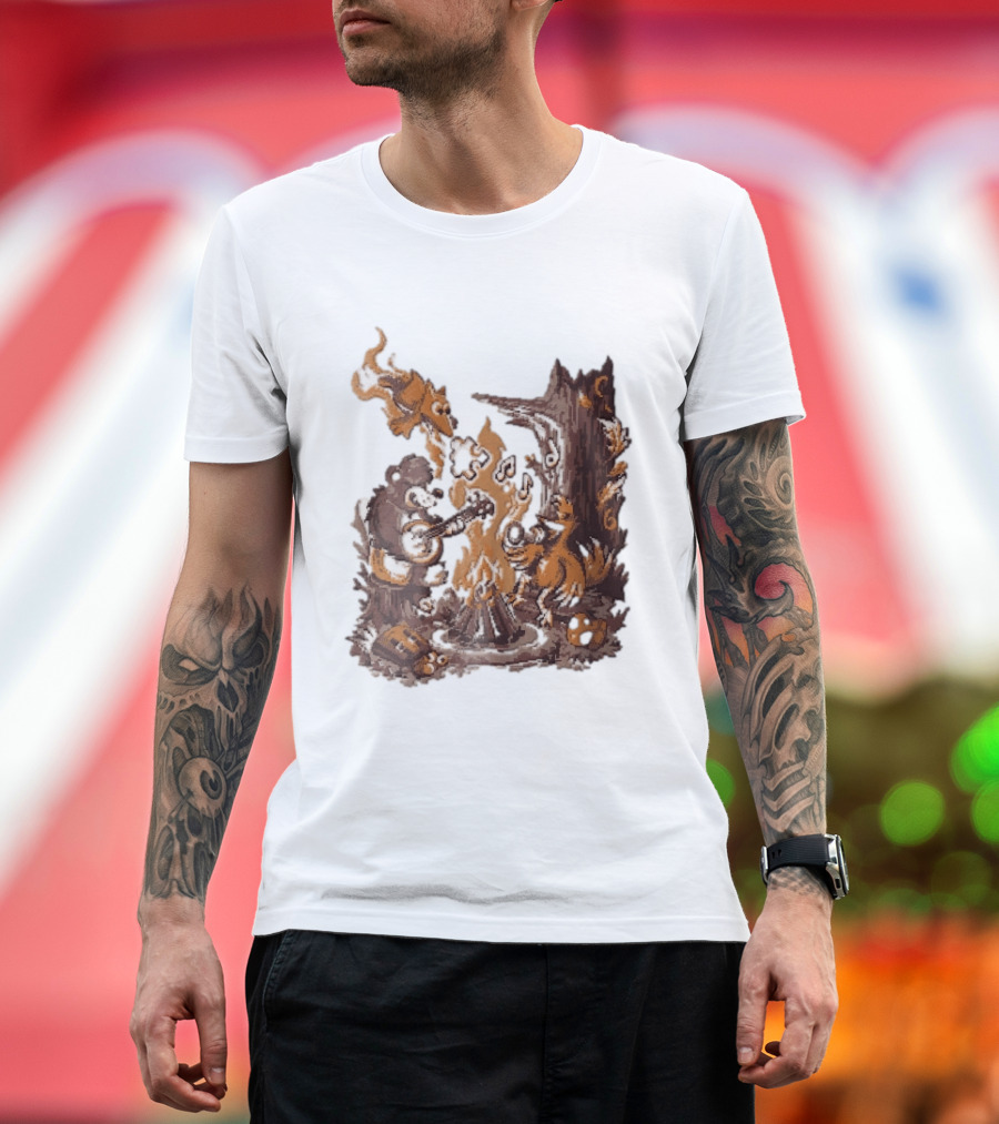 Banjo Kazooie Bear And Bird Music Campfire Jiggy Pixel T-Shirt