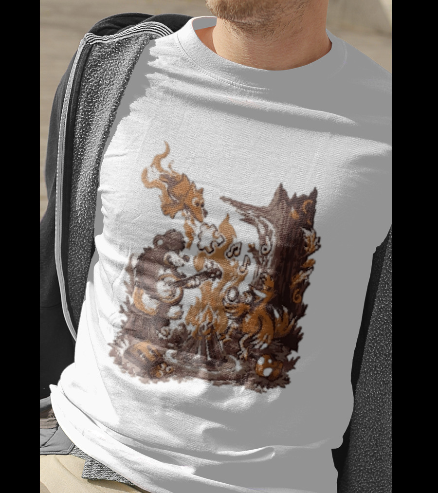 Banjo Kazooie Bear And Bird Music Campfire Jiggy Pixel T-Shirt