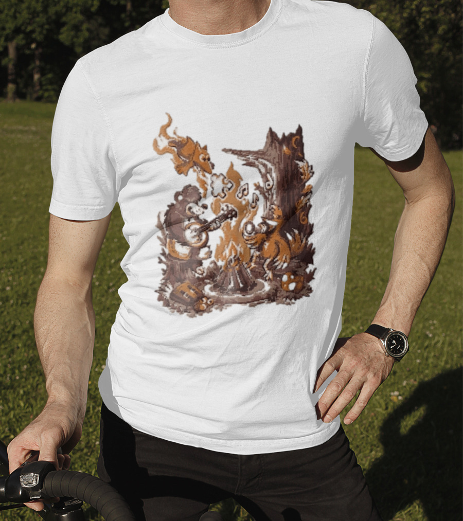 Banjo Kazooie Bear And Bird Music Campfire Jiggy Pixel T-Shirt