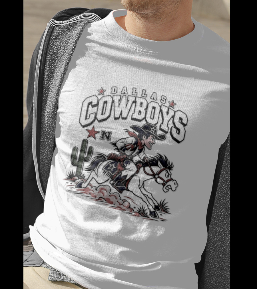 Dallas Cowboys Rider With Horse And Cactus Scene T-Shirt