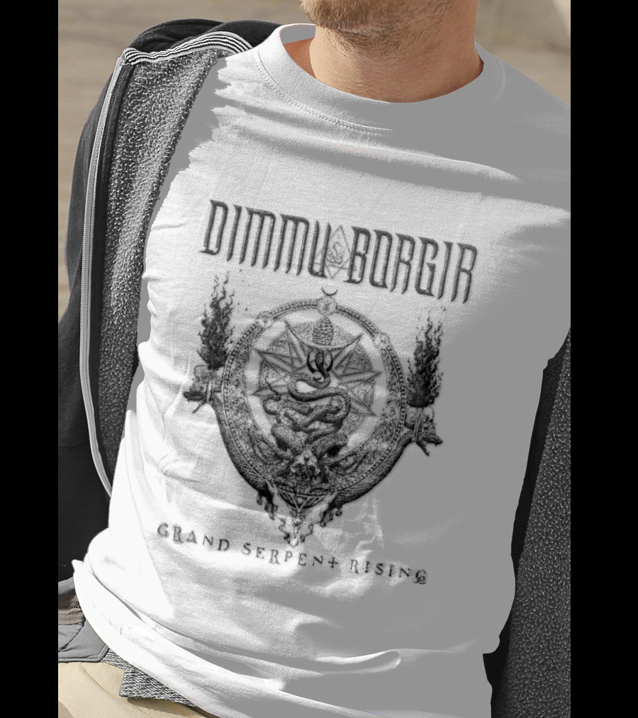 Dimmu Borgir Grand Serpent Rising Coiled Snake Horned Skull Occult Black Metal Band T-Shirt