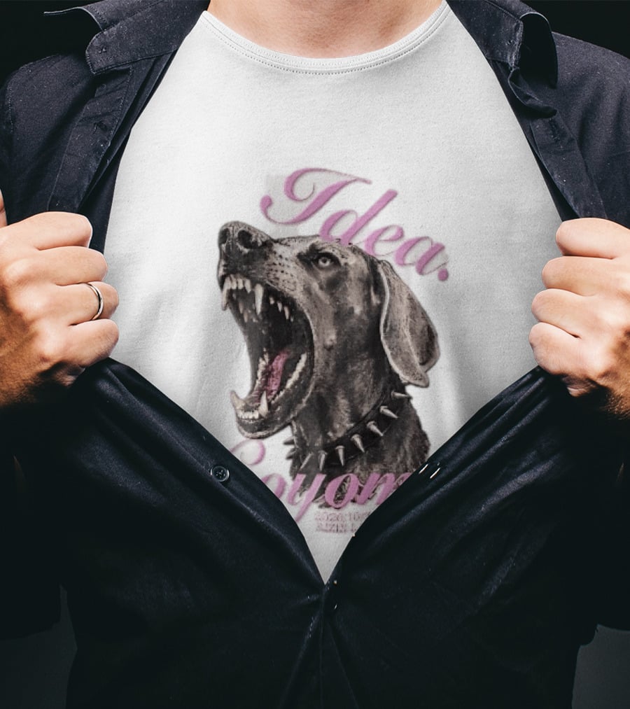 Rizin Idea Coyomi Nagasaki Snarling Dog Spiked Collar Pink Cursive 2024 T-Shirt