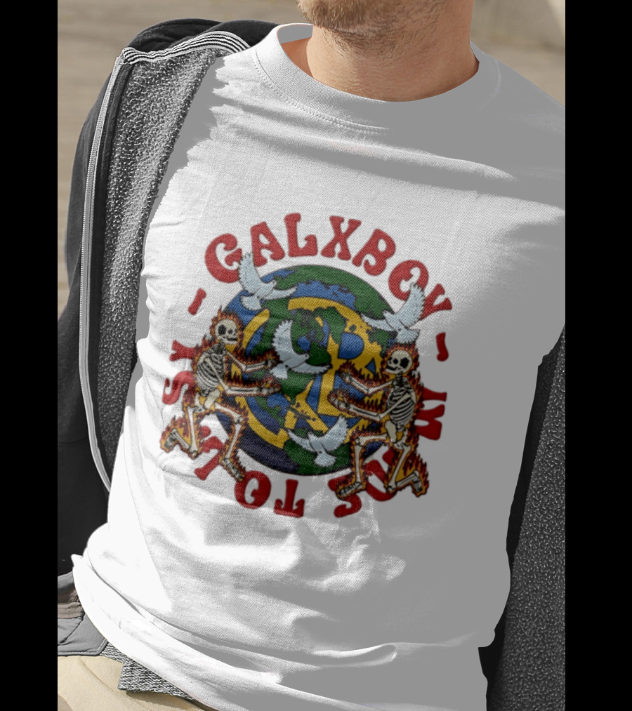 Galxboy Systms Toys Flaming Skeletons With Doves Peace T-Shirt