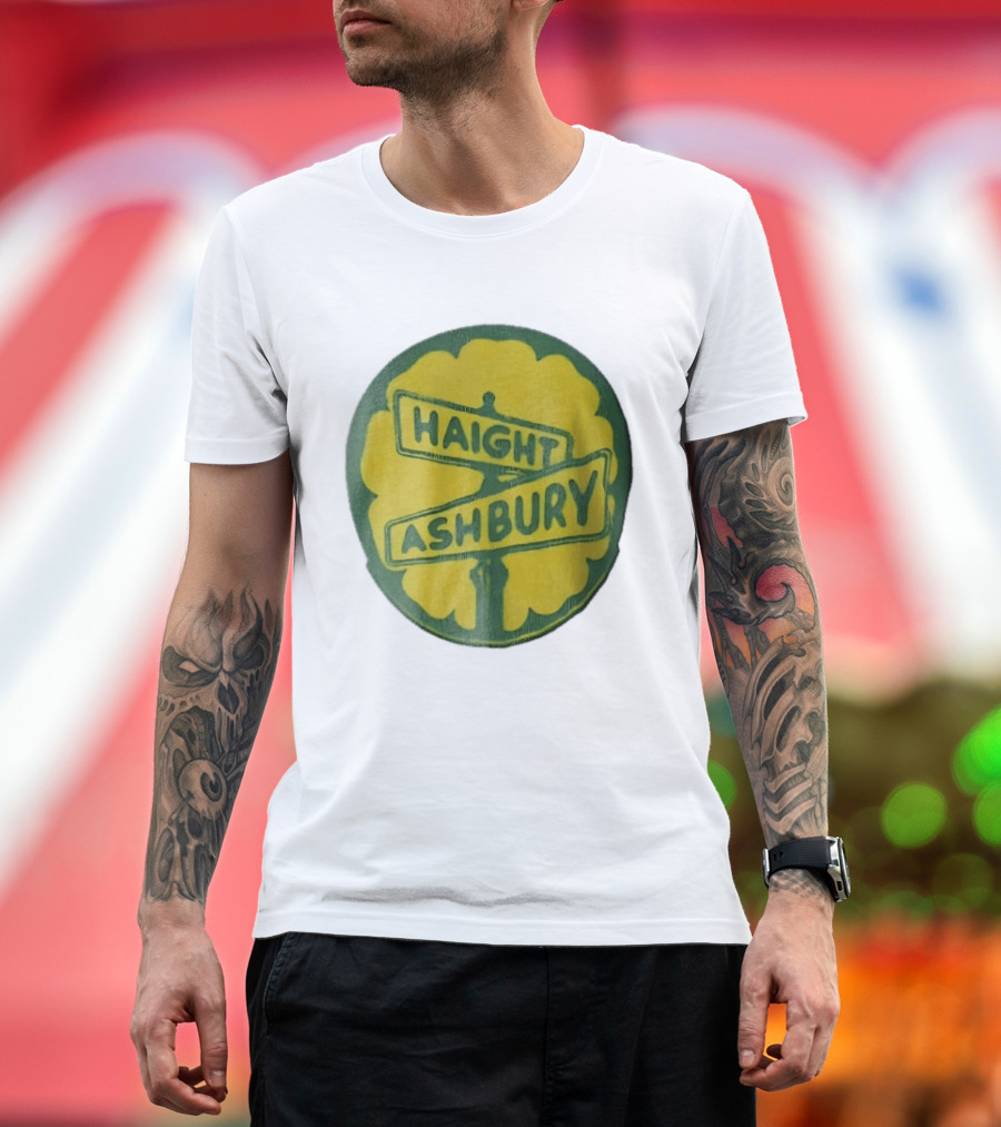Haight Ashbury Street Sign Yellow Flower T-Shirt