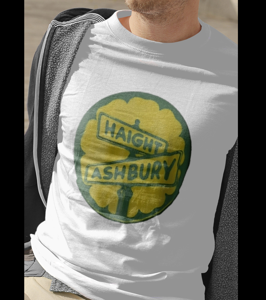 Haight Ashbury Street Sign Yellow Flower T-Shirt