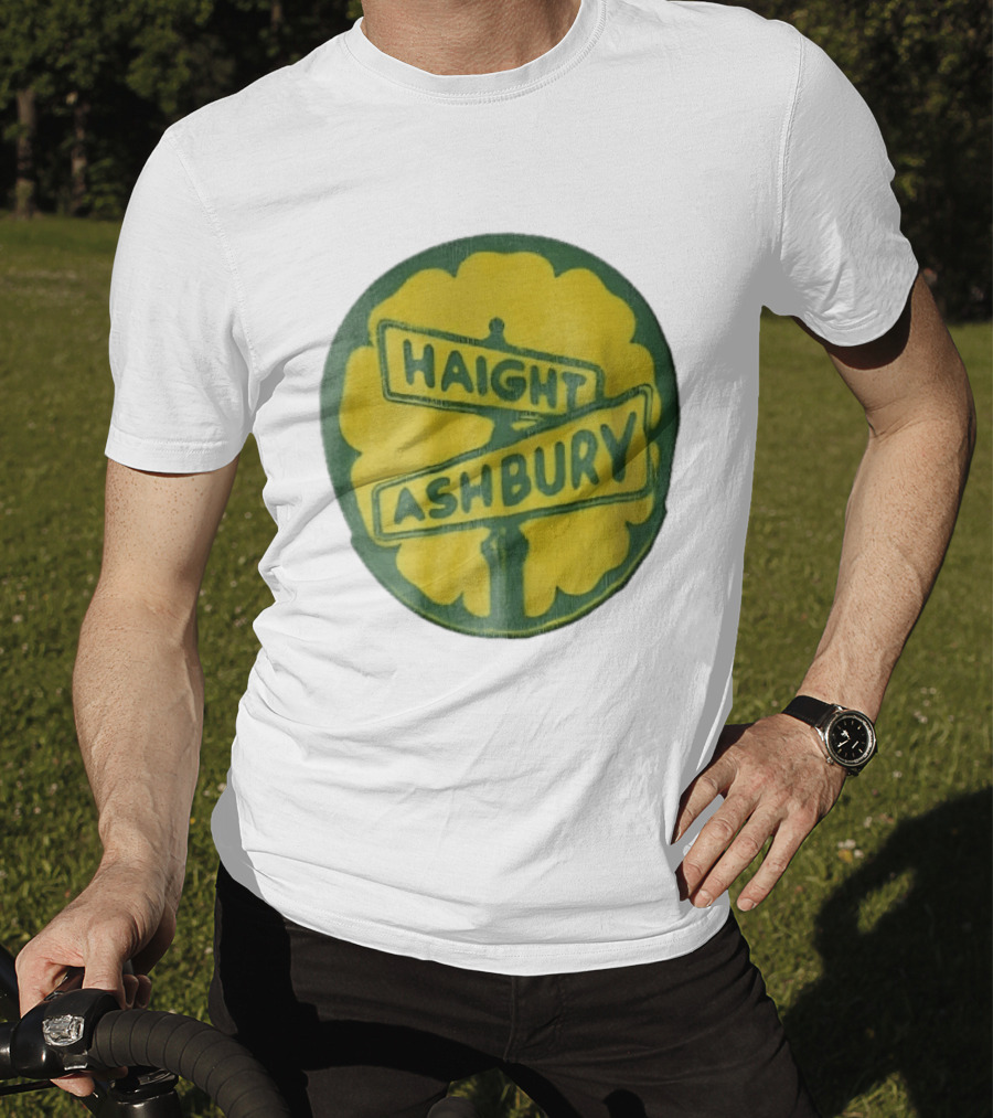 Haight Ashbury Street Sign Yellow Flower T-Shirt
