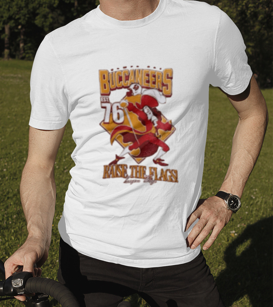 Buccaneers EST 76 Captain Hook Raise The Flags T-Shirt