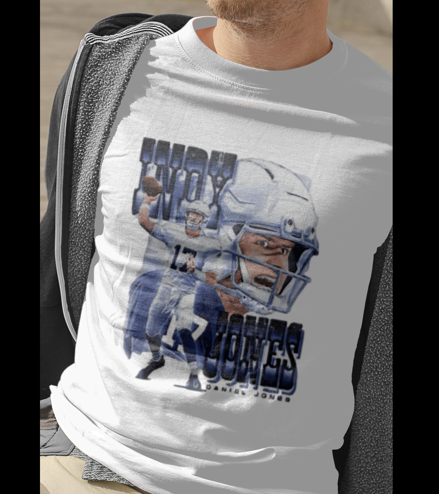 Indy Jones Football Quarterback Throwing Action Close Up Helmet T-Shirt