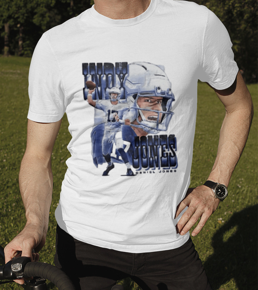 Indy Jones Football Quarterback Throwing Action Close Up Helmet T-Shirt
