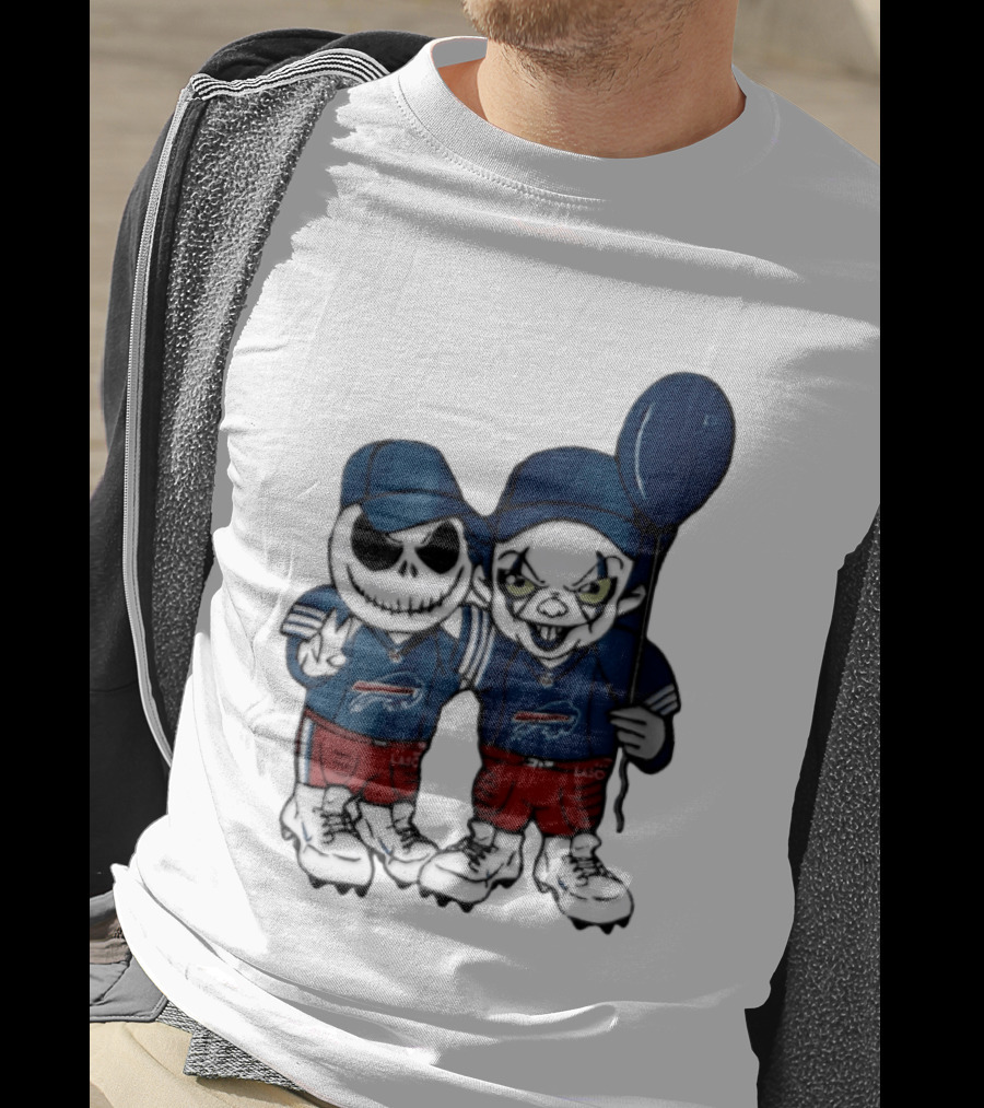 Buffalo Bills Halloween 2026 Jack Skellington Clown Balloon Football T-Shirt