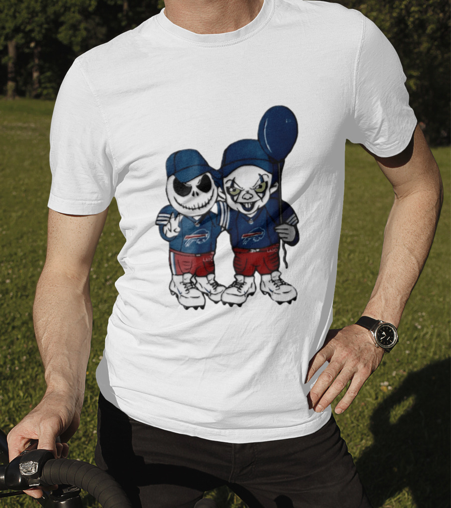 Buffalo Bills Halloween 2026 Jack Skellington Clown Balloon Football T-Shirt