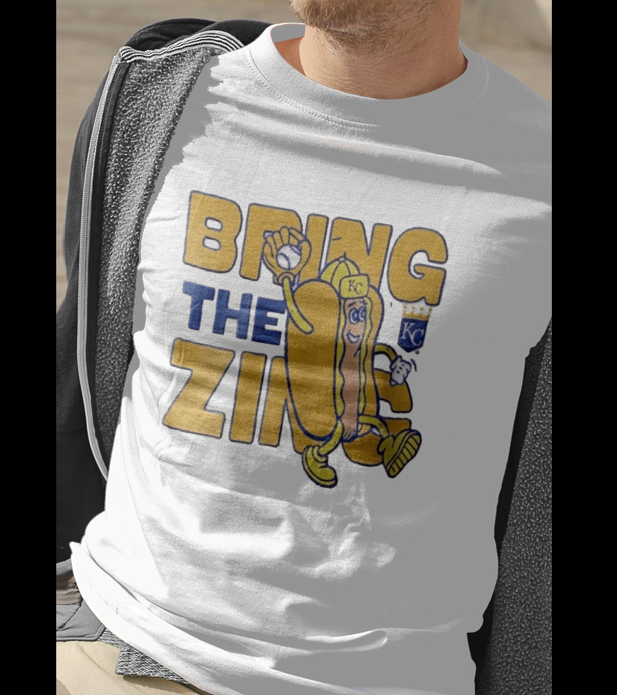 Kansas City Royals Bring The Zing Cartoon Hot Dog KC Baseball Glove T-Shirt