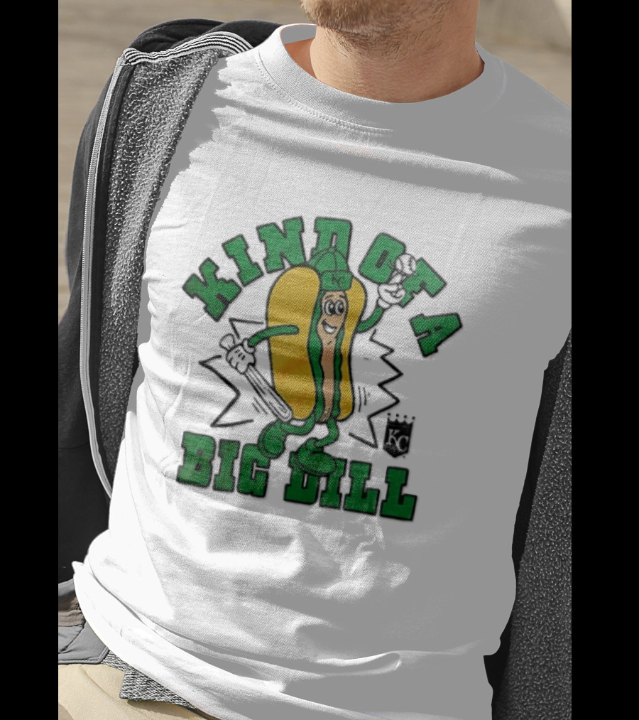 Kansas City Royals MLB Kinda Of A Big Dill Cartoon Pickle Hot Dog KC T-Shirt