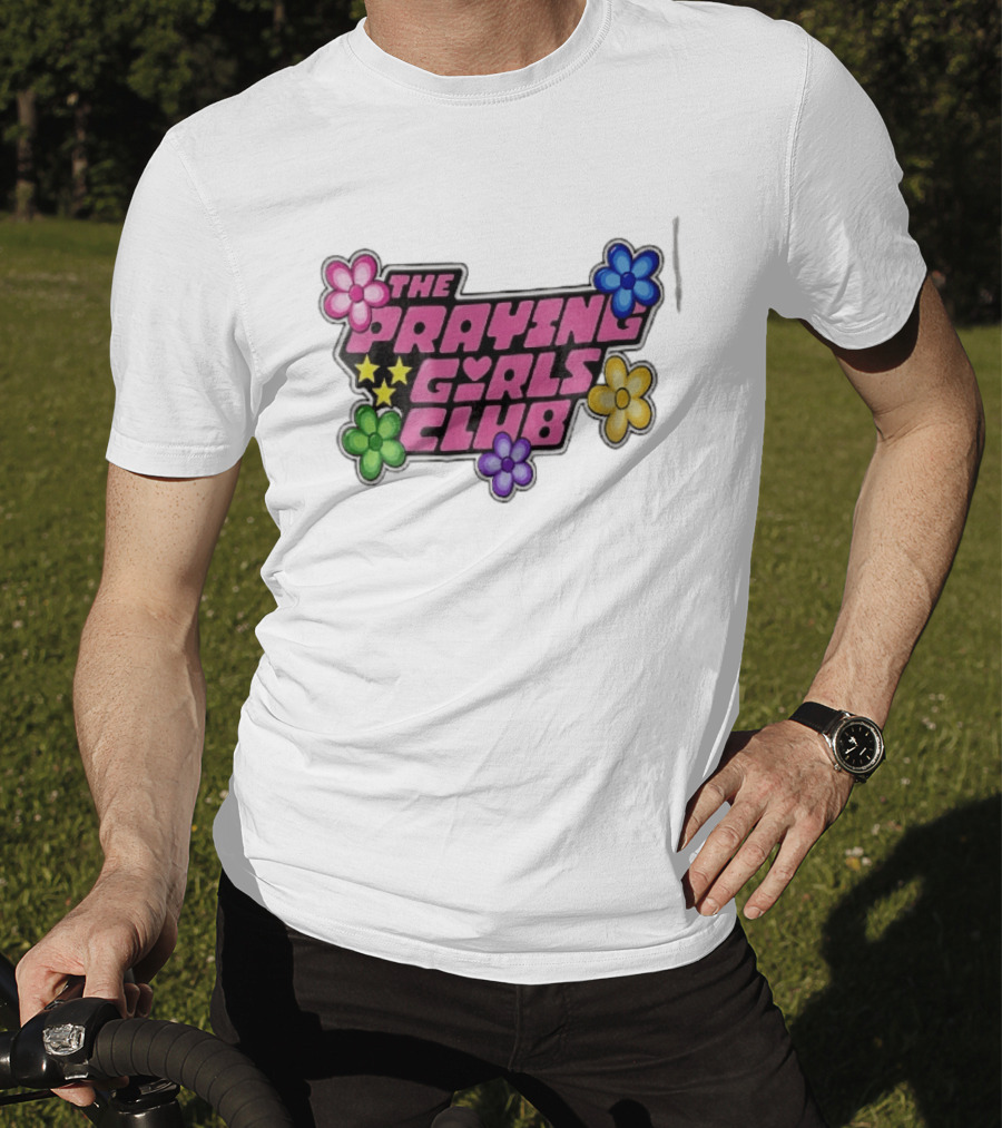 The Praying Girls Club Pink Floral Stars Flower Bubble T-Shirt