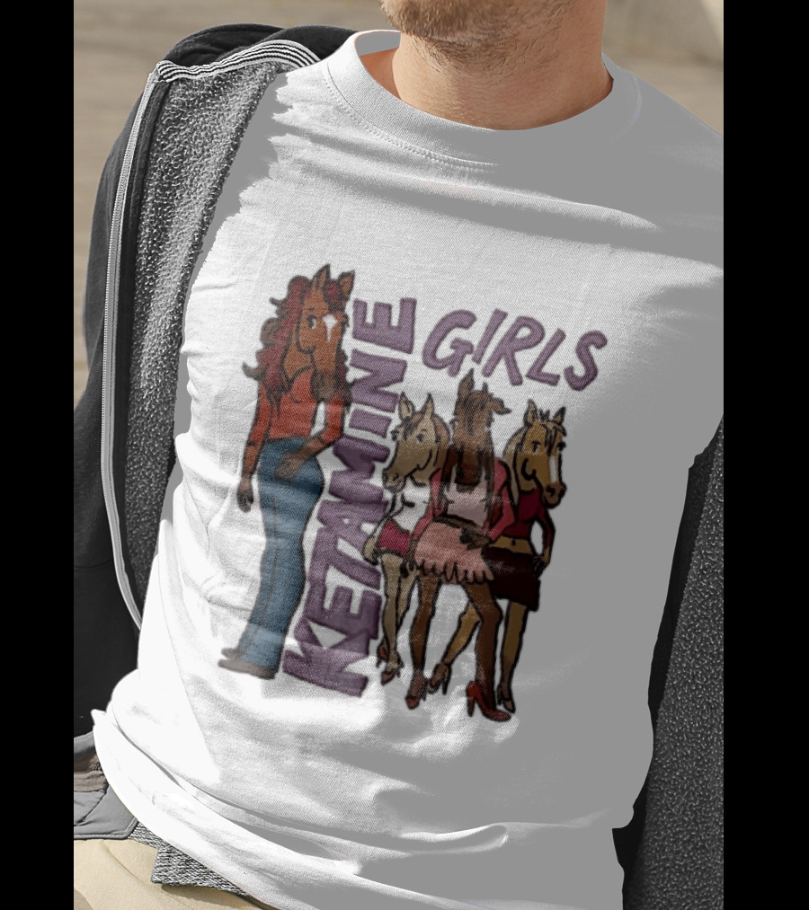 Ketamine Girls Cartoon Anthropomorphic Female Horses Fashion Outfits T-Shirt