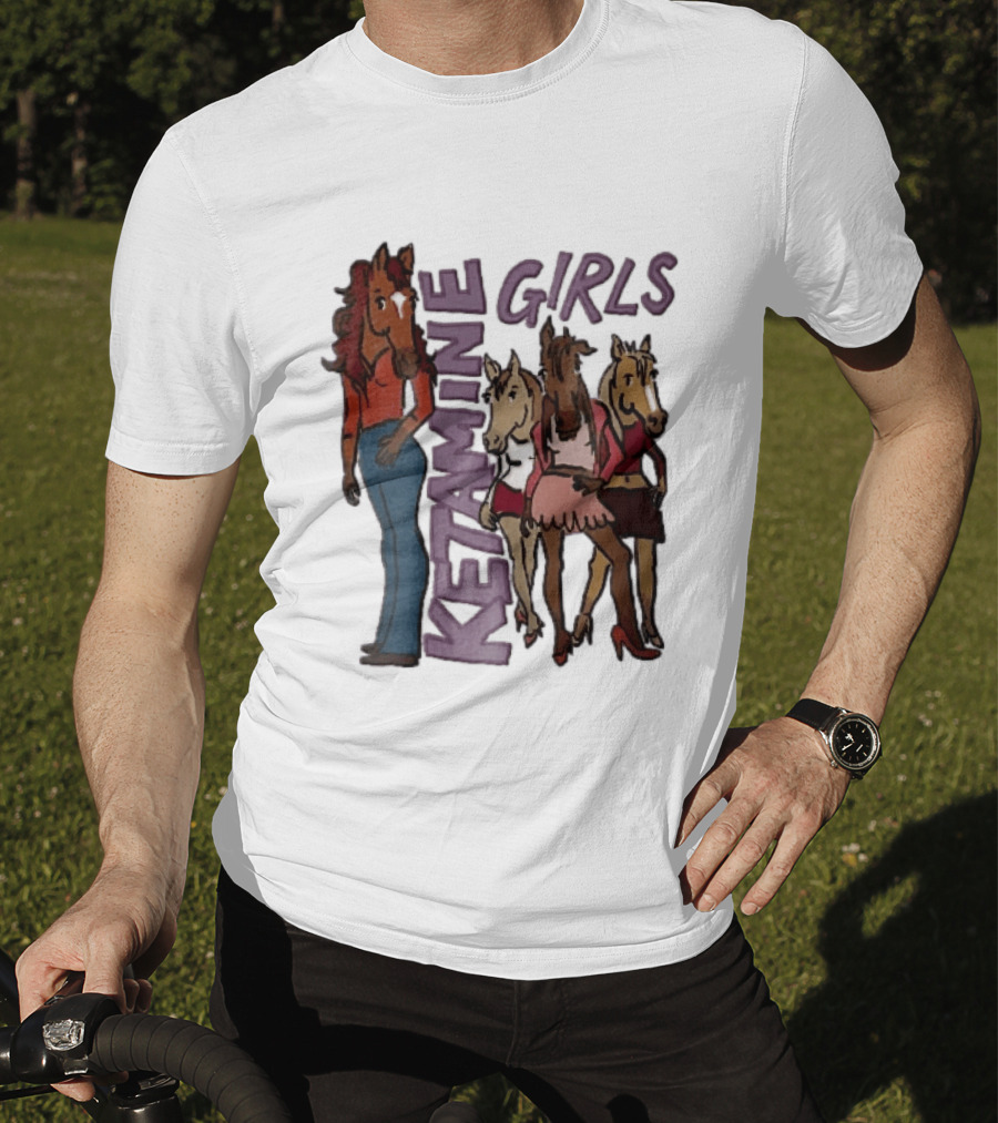 Ketamine Girls Cartoon Anthropomorphic Female Horses Fashion Outfits T-Shirt