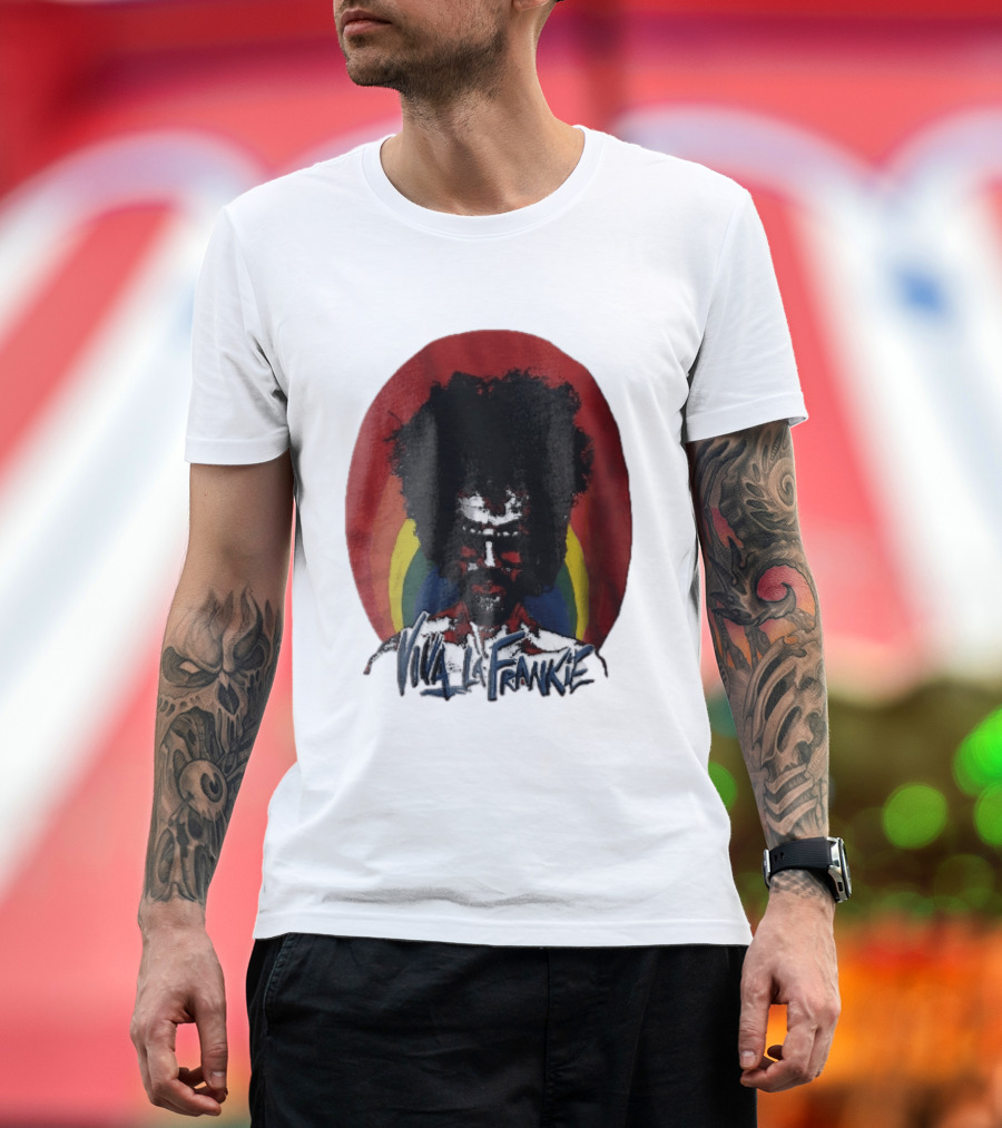 Viva LA Frankie Afro Man Glasses Rainbow Oval T-Shirt