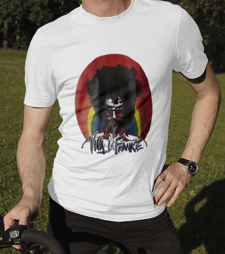 Viva LA Frankie Afro Man Glasses Rainbow Oval T-Shirt