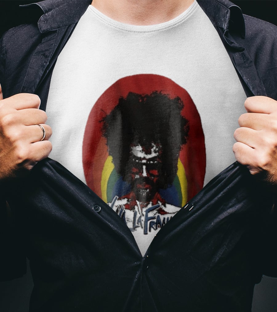 Viva LA Frankie Afro Man Glasses Rainbow Oval T-Shirt