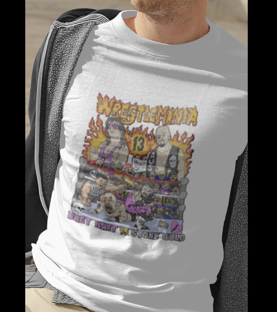 Wrestlemania 13 Bret Hart Vs Stone Cold Steve Austin Holy Shit Vintage Wrestling Battle T-Shirt