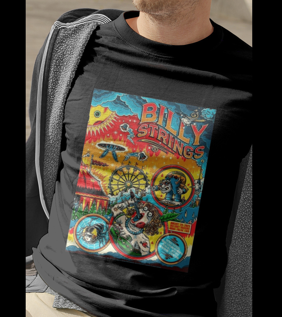 Billy Strings Ionia Freak Fair 2026 Night 2 Ionia MI August 29 UFO Carnival Extravaganza Ferris Wheel T-Shirt