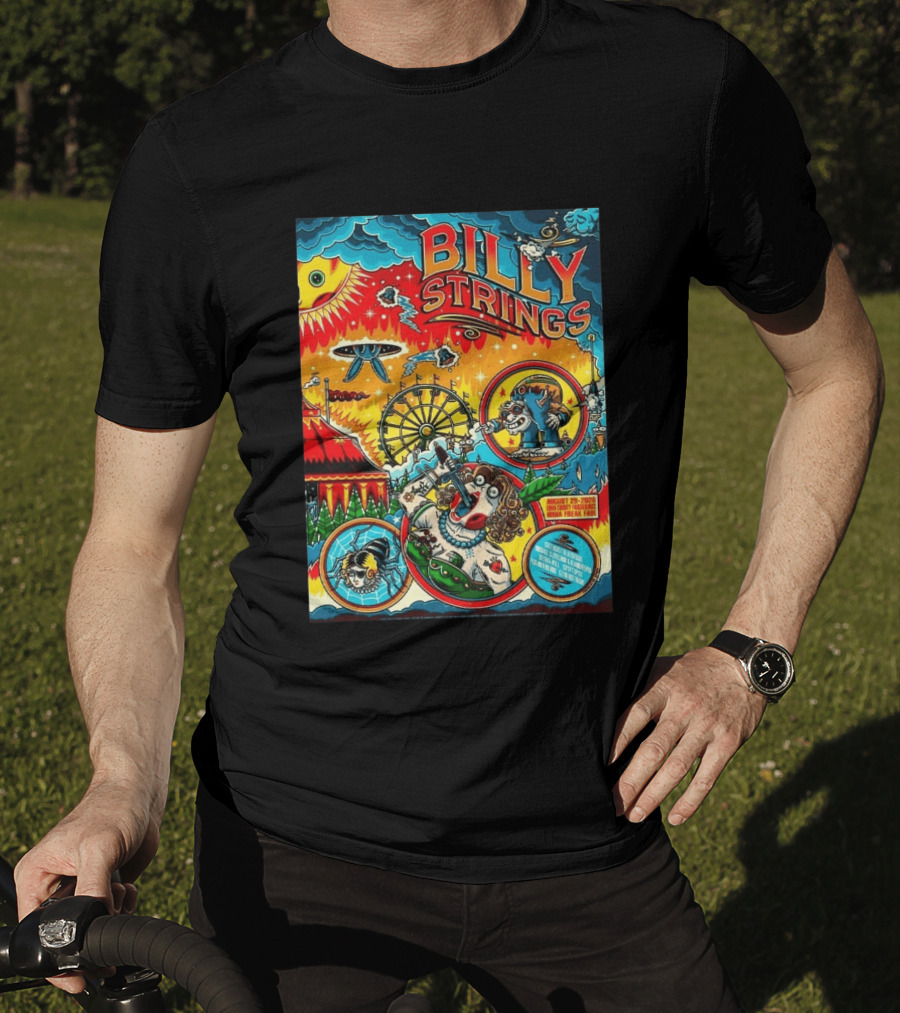 Billy Strings Ionia Freak Fair 2026 Night 2 Ionia MI August 29 UFO Carnival Extravaganza Ferris Wheel T-Shirt