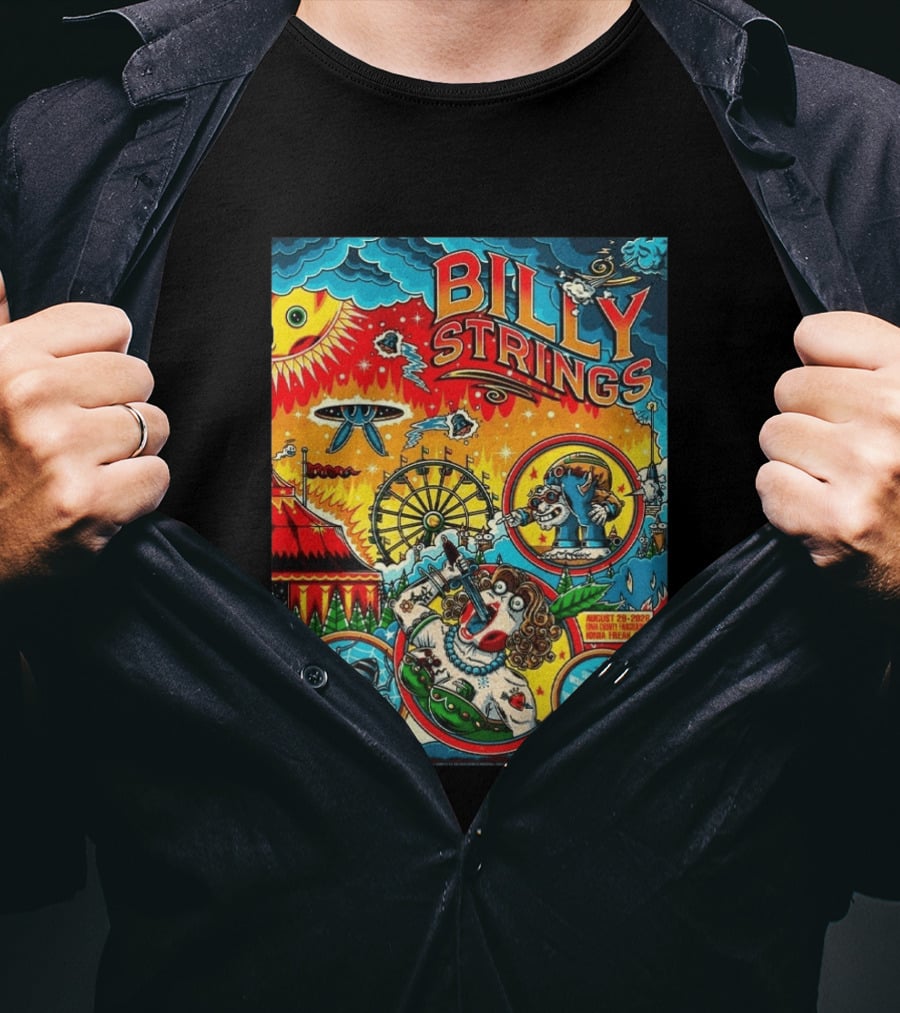 Billy Strings Ionia Freak Fair 2026 Night 2 Ionia MI August 29 UFO Carnival Extravaganza Ferris Wheel T-Shirt