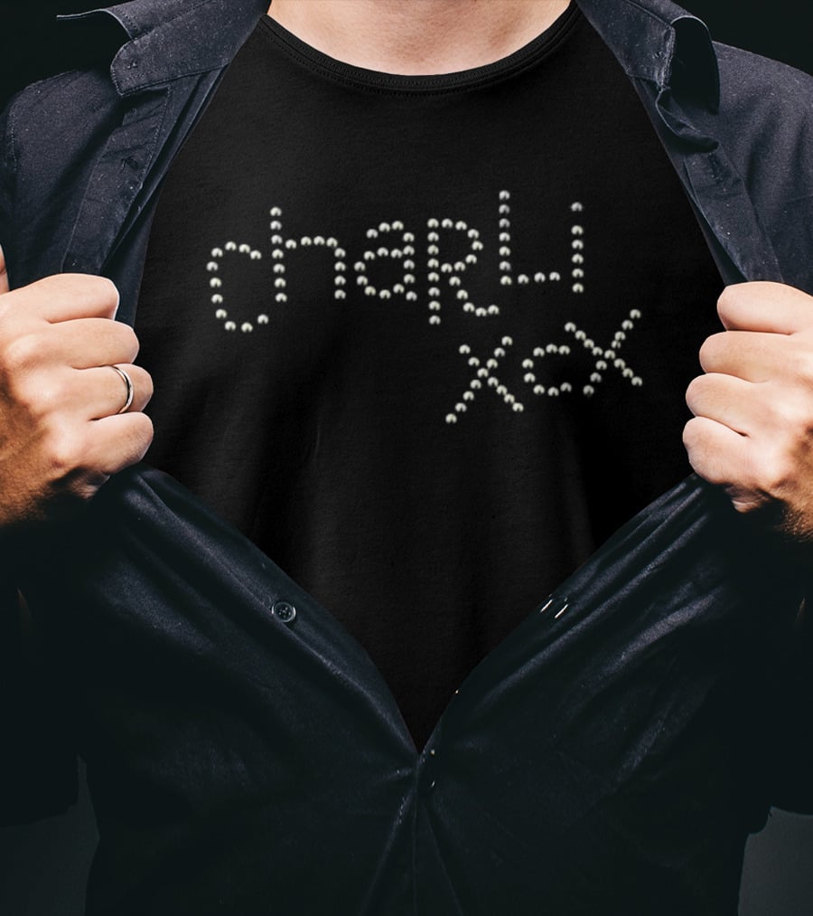 Charli XCX Brass Studded Bold Lettering T-Shirt