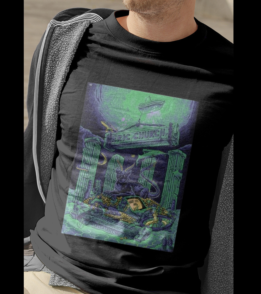 Eric Church Soaring Eagle Casino Resort 2026 Mt Pleasant MI August 14 Mythical Panther And Serpent T-Shirt