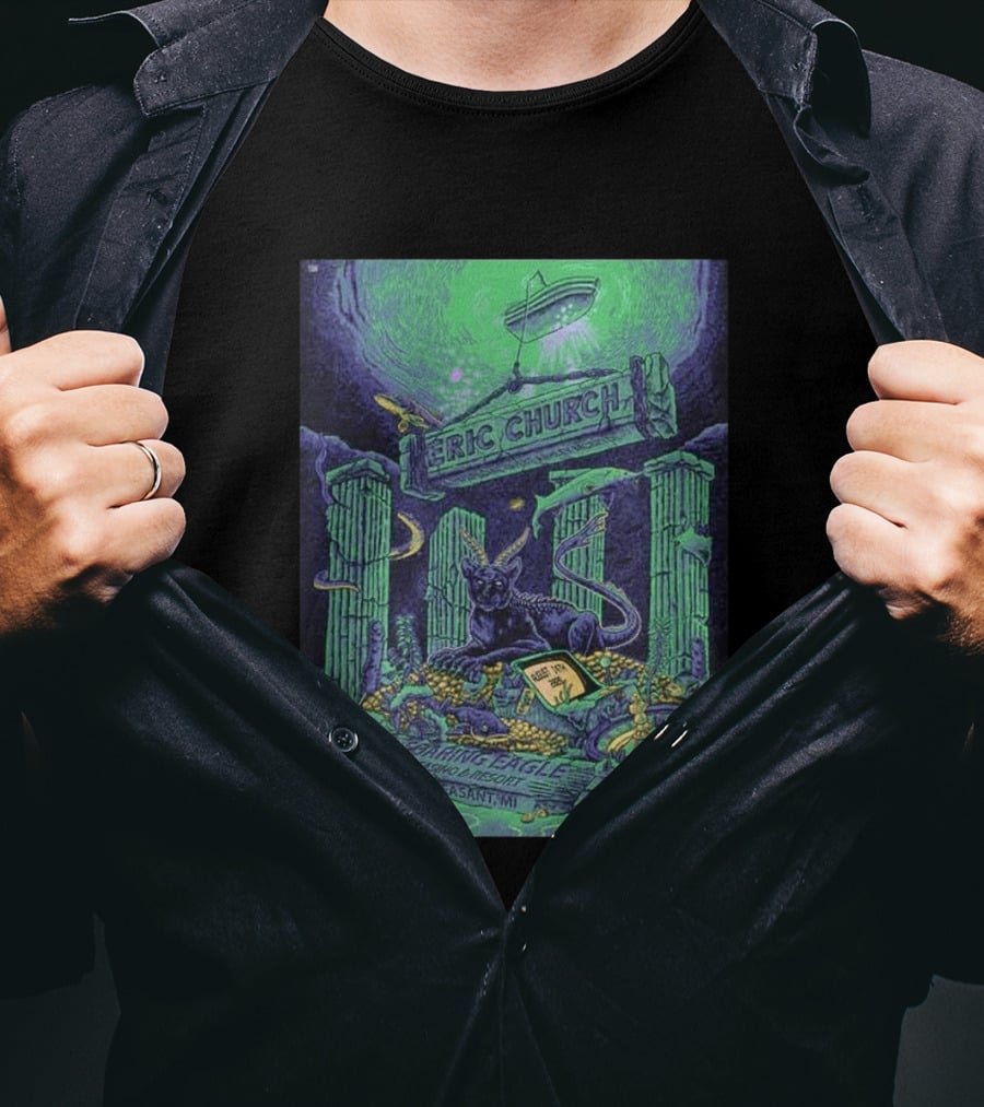 Eric Church Soaring Eagle Casino Resort 2026 Mt Pleasant MI August 14 Mythical Panther And Serpent T-Shirt