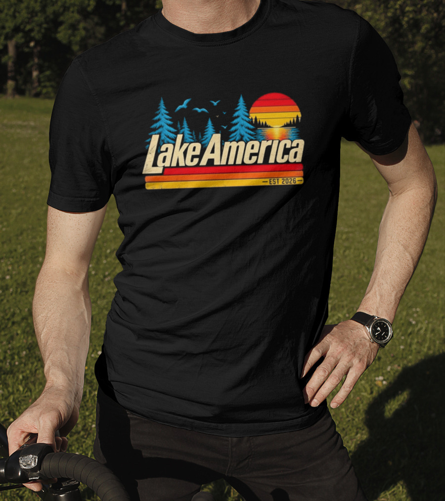 Lake America Est 2026 Sunset Trees Birds T-Shirt