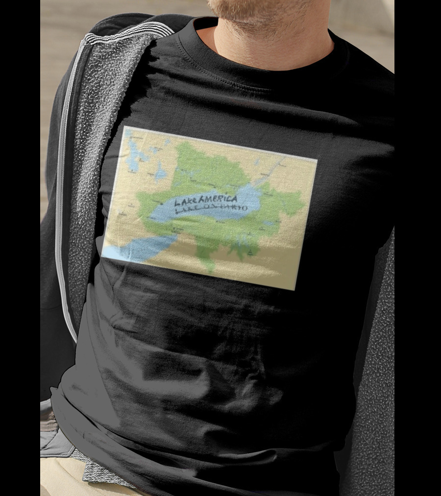 Lake Ontario Map Lake America Fun Geography Twist T-Shirt
