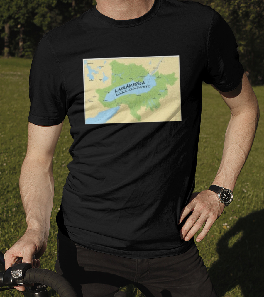 Lake Ontario Map Lake America Fun Geography Twist T-Shirt