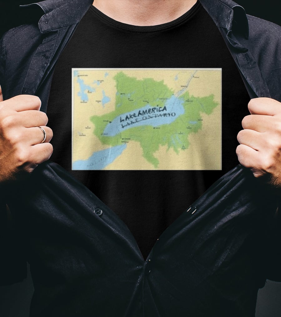Lake Ontario Map Lake America Fun Geography Twist T-Shirt