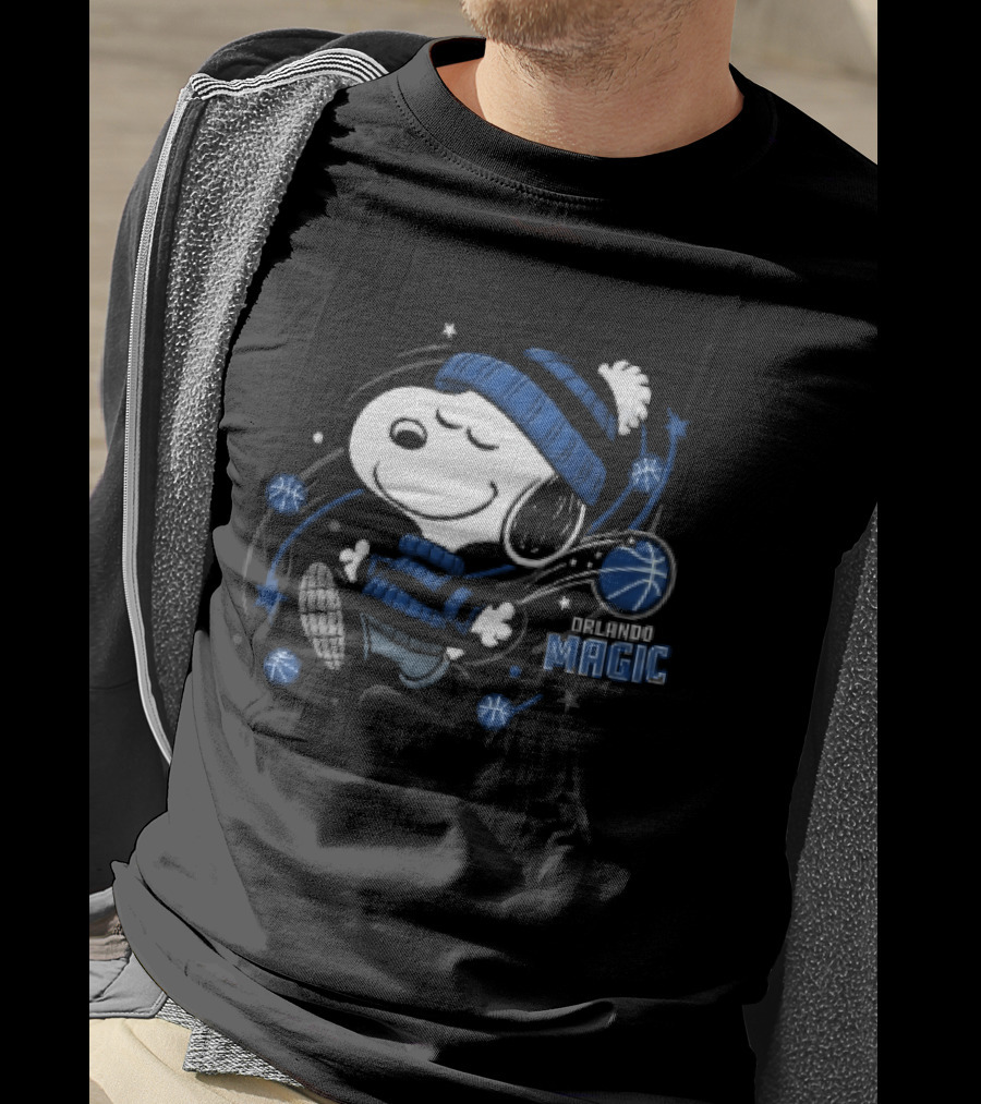 Snoopy Orlando Magic NBA Striped Beanie Basketball Stars T-Shirt