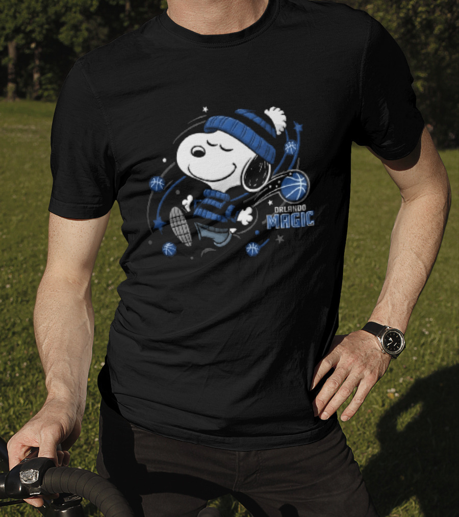 Snoopy Orlando Magic NBA Striped Beanie Basketball Stars T-Shirt
