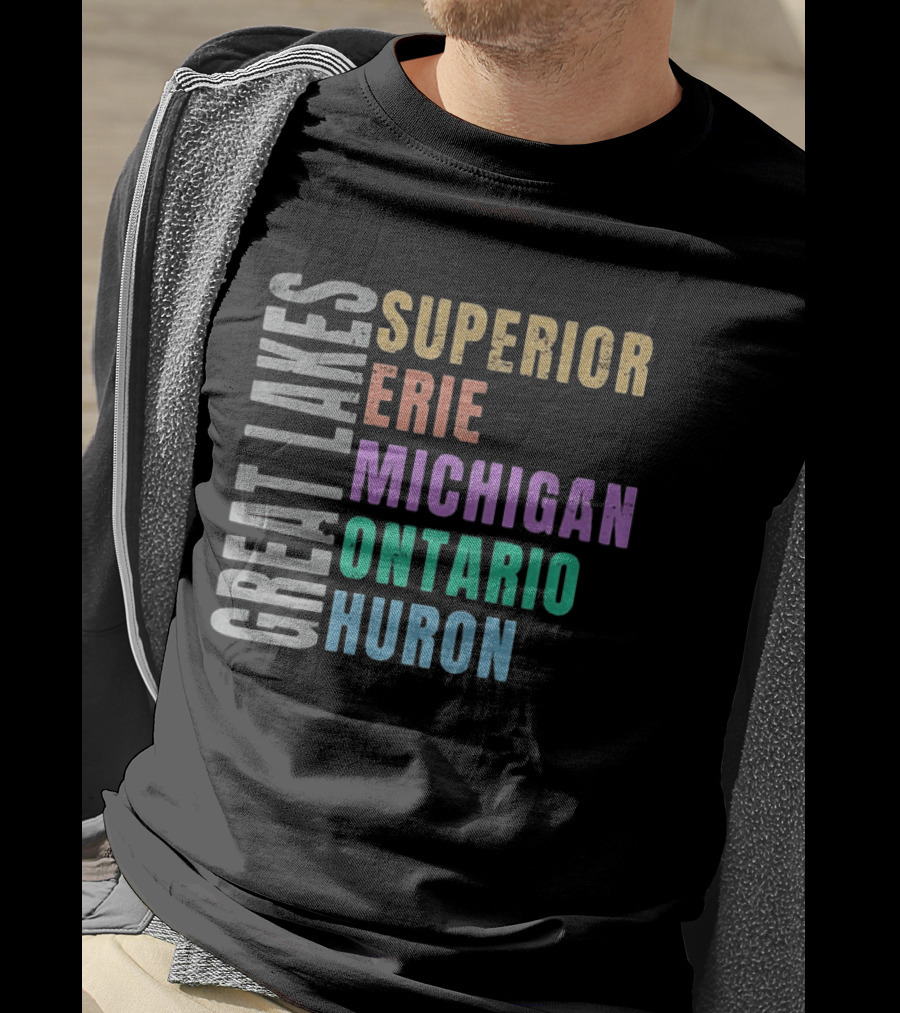 Great Lakes Superior Erie Michigan Ontario Huron Geography T-Shirt