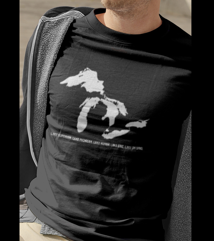 Lake Superior Michigan Huron Erie Ontario Map Of Great Lakes T-Shirt