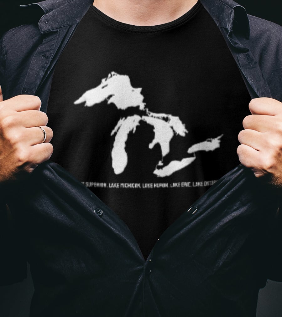 Lake Superior Michigan Huron Erie Ontario Map Of Great Lakes T-Shirt