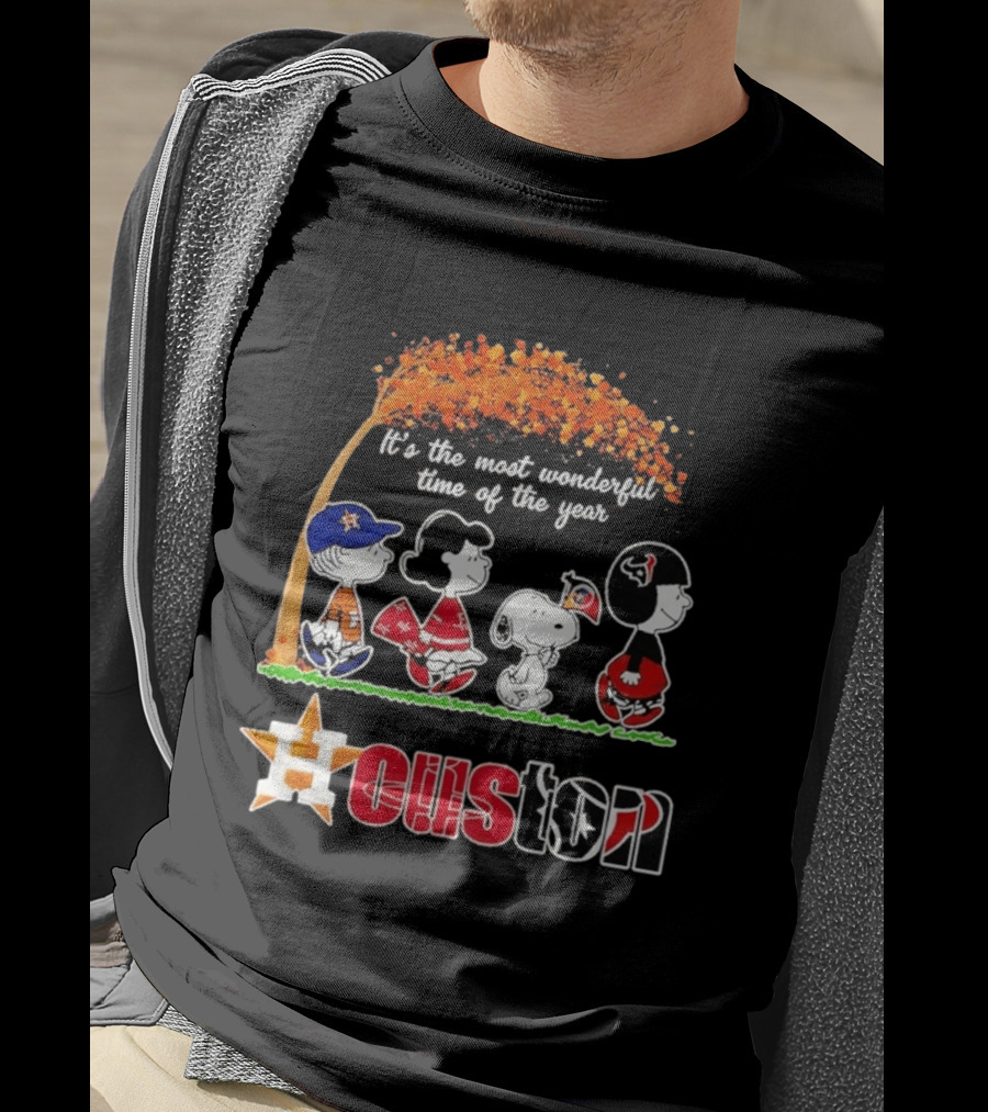 Houston Peanuts Halloween Sports Most Wonderful Time 2026 T-Shirt