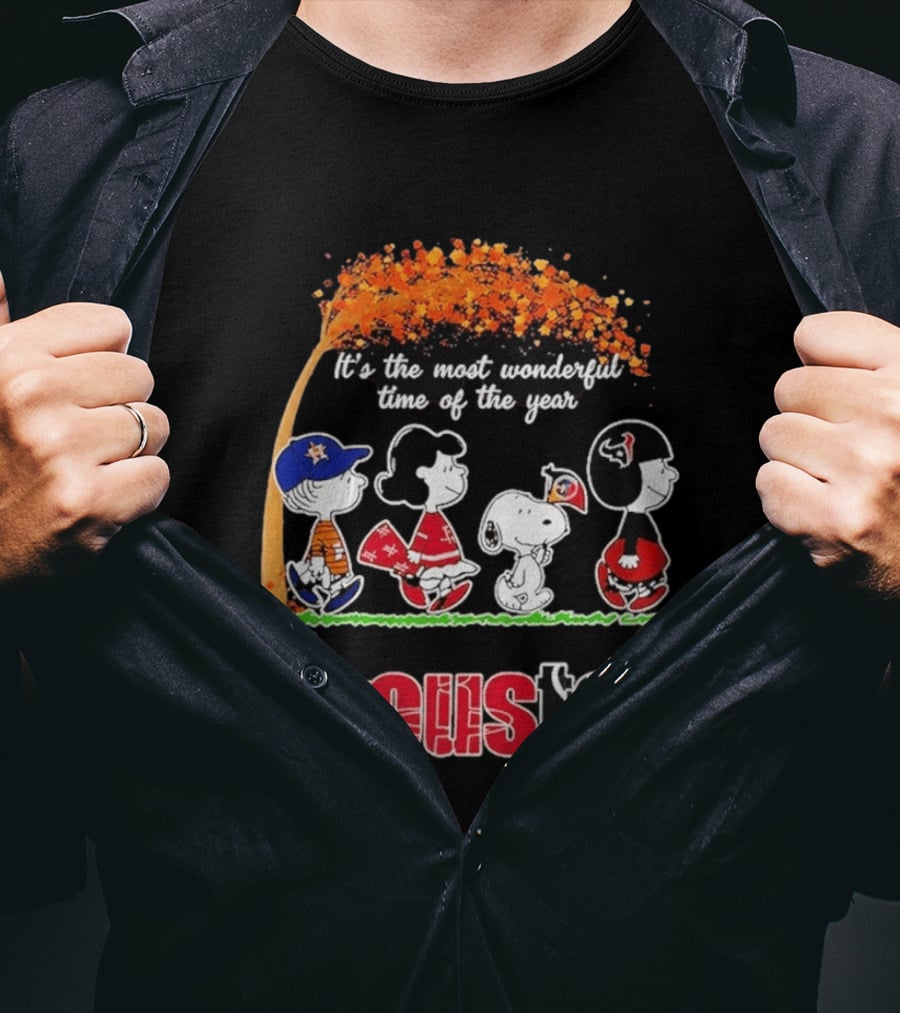 Houston Peanuts Halloween Sports Most Wonderful Time 2026 T-Shirt