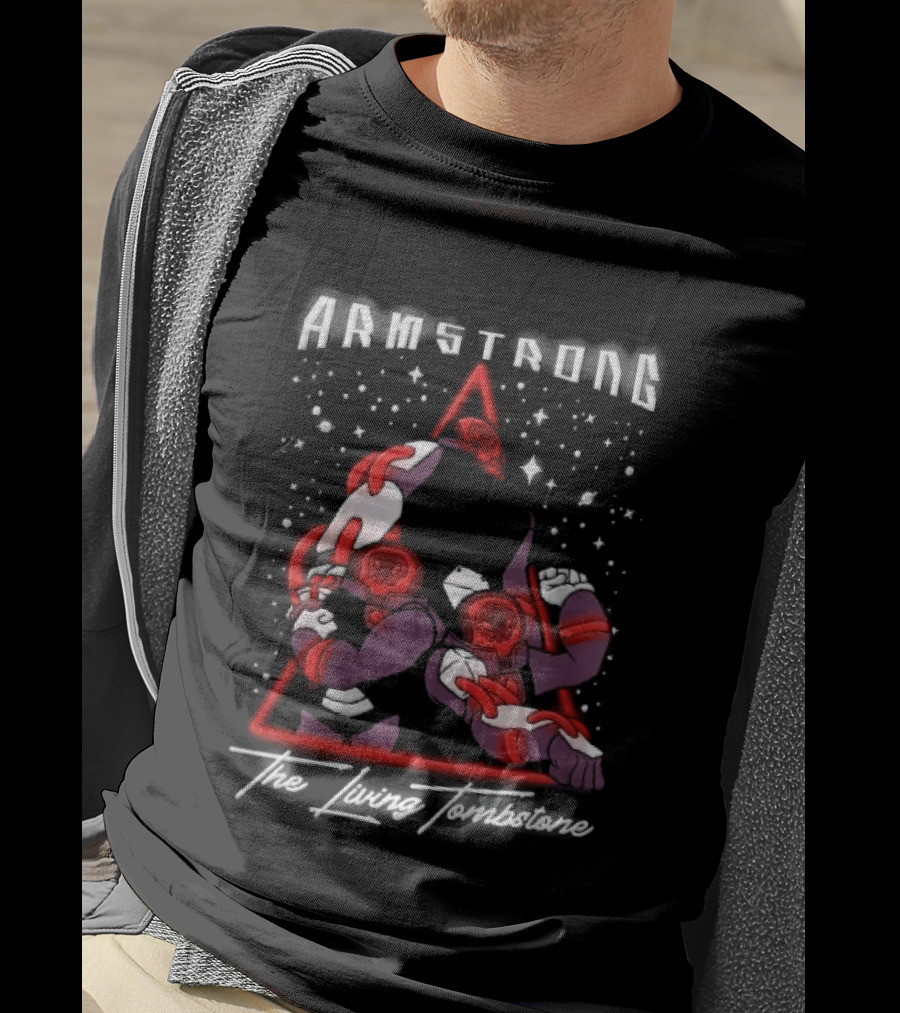 Armstrong Three Armored Sci Fi Astronauts Red Triangle Starfield Cartoon T-Shirt