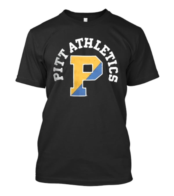 Pitt Athletics P Split Yellow Blue Block Letter Pittsburgh Panthers NCAA T-Shirt
